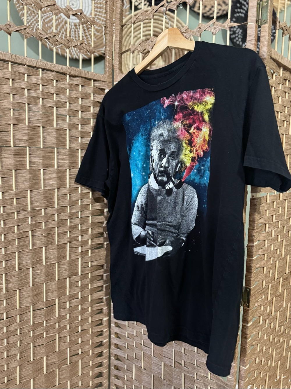 Graphic Einstein Print Black Men's T-Shirt